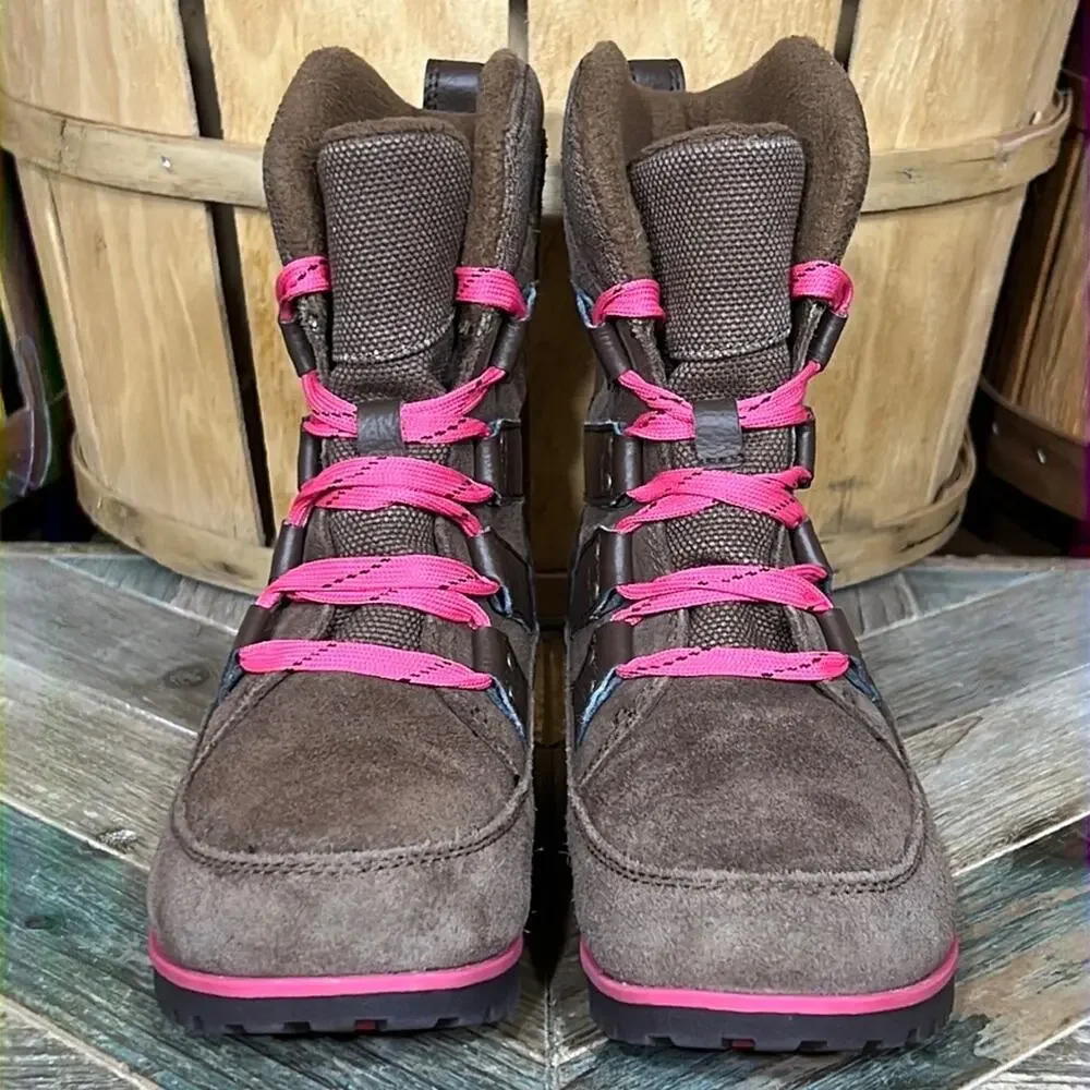 Sorel Meadow Lace Brown Suede Waterproof Insulated Snow Boots Girls Size 3